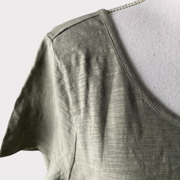 Soft Surroundings Winnie Dress Olive Green Linen Size 1X Short Sleeve Scoop - Picture 5 of 11